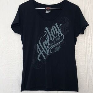 Harley Davidson Motorcycle Black Womens Fort Thunder Moore Oklahoma TShirt